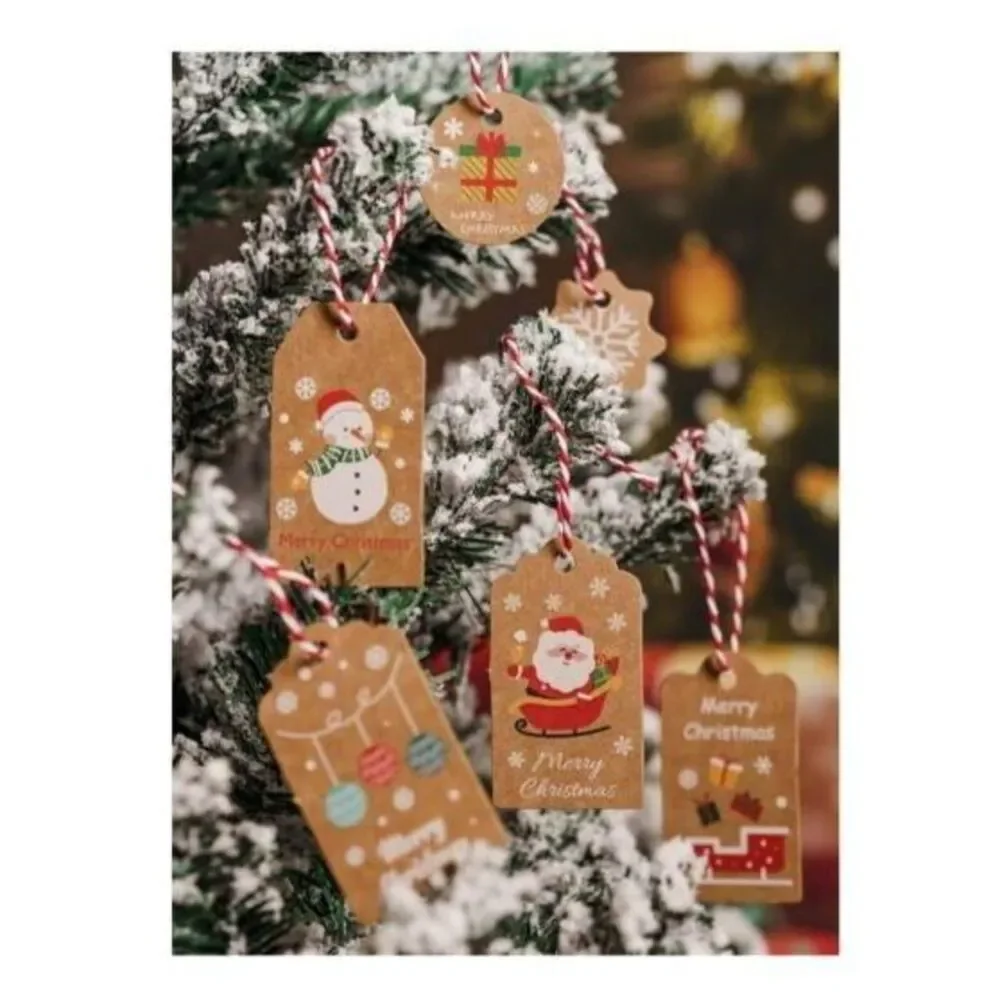100 PCS Christmas Cartoon Graphic Gift Wrap‎ Tags with Strings Holiday Gift Tags